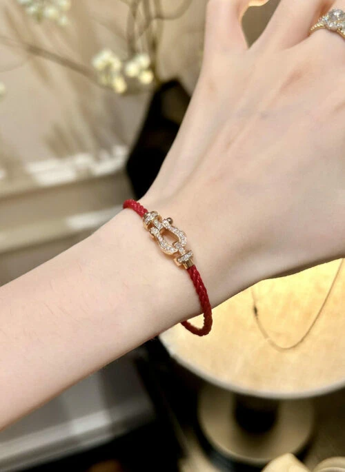 Gold Horseshoe Charm With Red String Bracelet | Jin – BTS