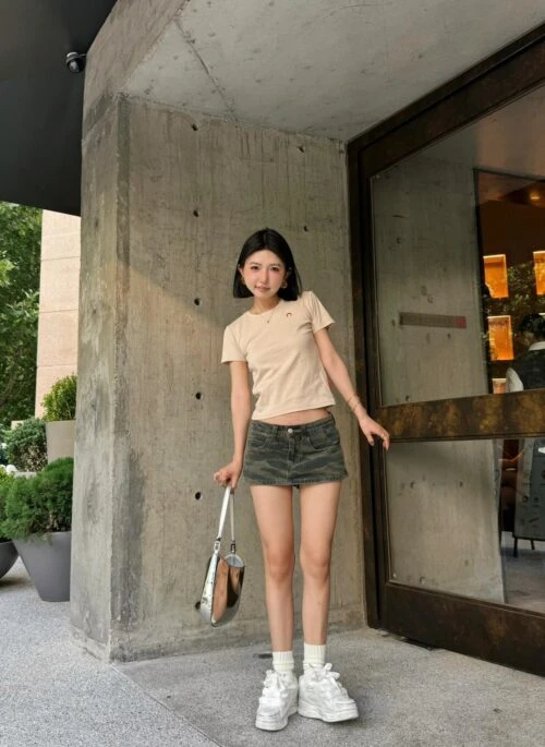 Green Camouflage Mini Denim Skirt | Julie – Kiss Of Life