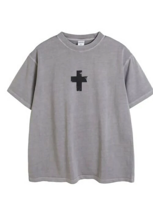 Grey Cross Print T-Shirt | Sunghoon – Enhypen