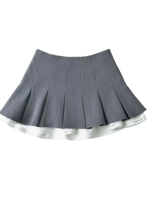 Grey Layered Pleated Mini Skirt | Wonyoung - IVE