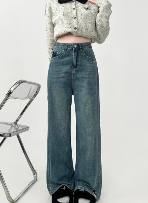 High Waist Loose Fit Straight Leg Jeans