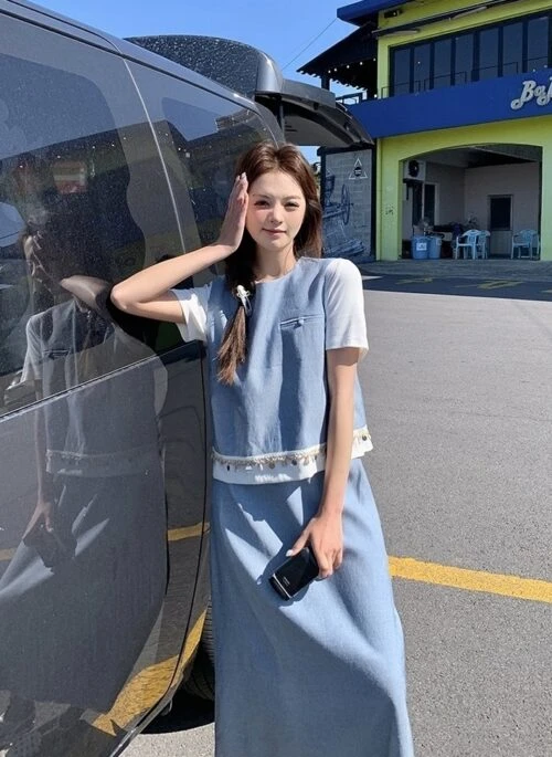 Korean Style Vest And Skirt Set Summer Collection