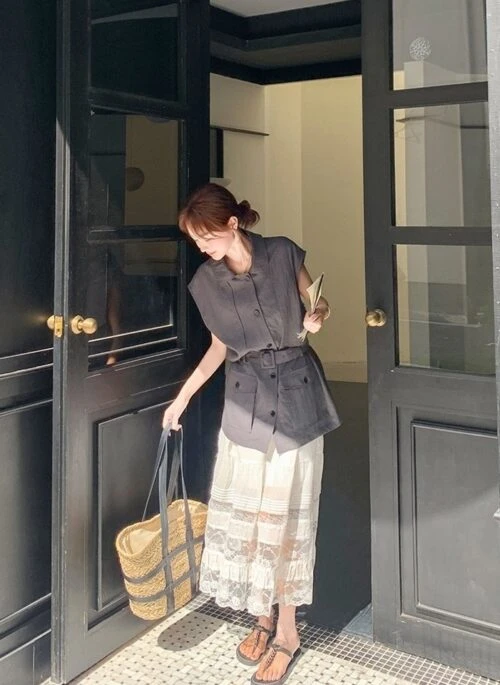 Lace Blouse And Skirt Elegant Summer Set