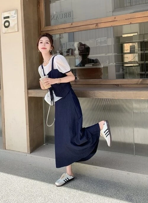 Layered Style Twopiece Outfit With Skirt