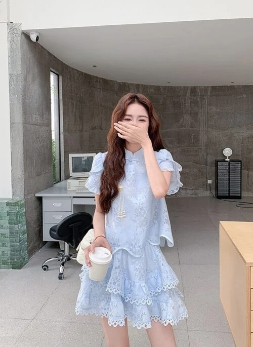 Modern Chic Chinese Style Two Piece Skirt Set