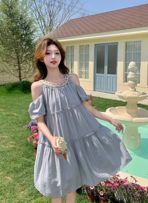 Off Shoulder Halter French Style Summer Dress