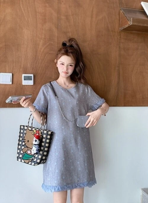 Polka Dot Ruffle Sweet Slim Fit Dress