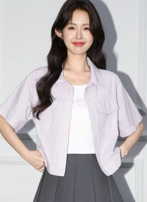 Purple Short Sleeve Casual Shirt Jacket