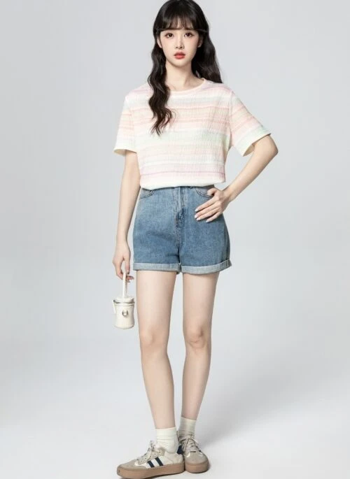 Rainbow Striped Loose Summer T-Shirt