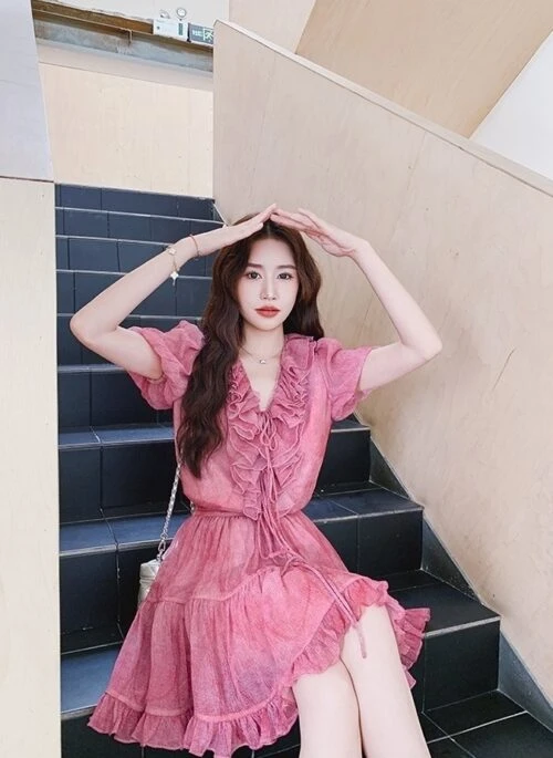 Raspberry Pink Shirt And Skirt Summer Set