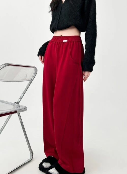 Red Banana Wide Leg Casual Relaxed Fit Pants