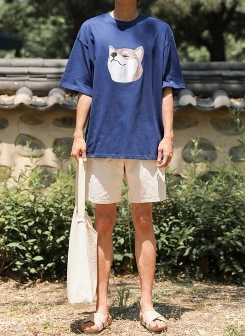 Retro Dog Print Short Sleeve T-Shirt