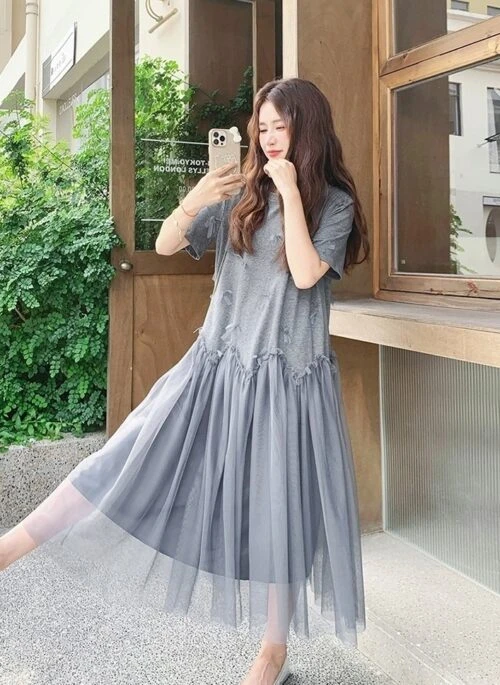 Romantic Mesh Bow Design Long Dress