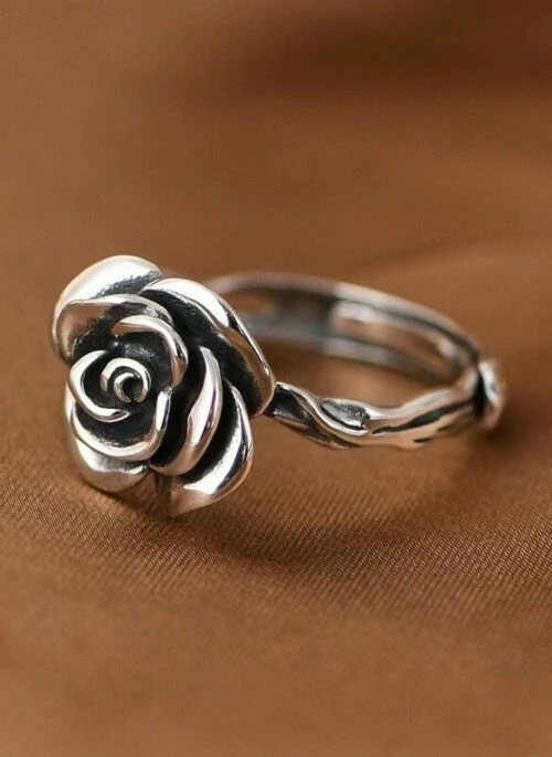 Silver Adjustable Rose Ring | Julie – KIss Of Life