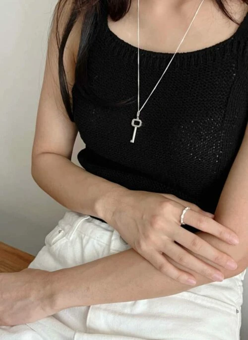Silver Vintage Key Pendant Necklace | Seonghwa - ATEEZ