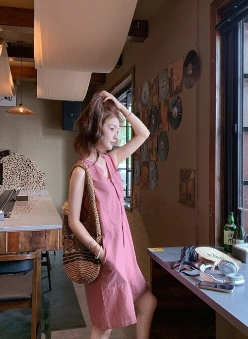 Sleeveless Pink Casual Romper Summer Korean Style