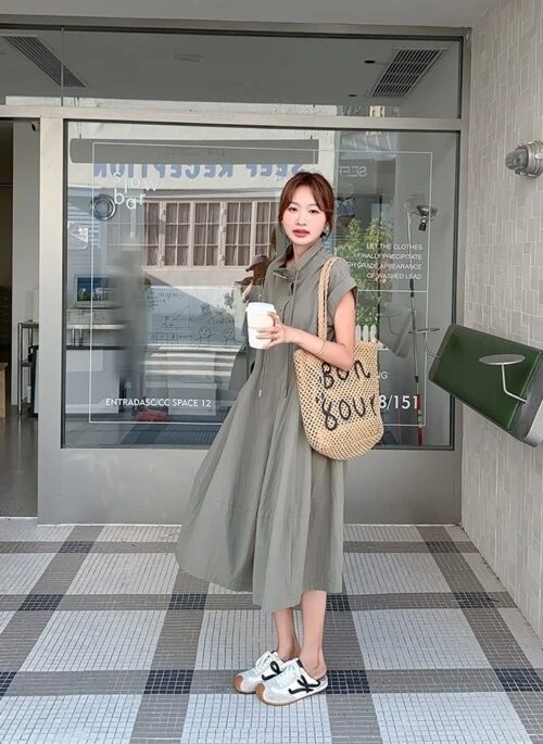 Slim Fit Lace Up A Line Summer Dress