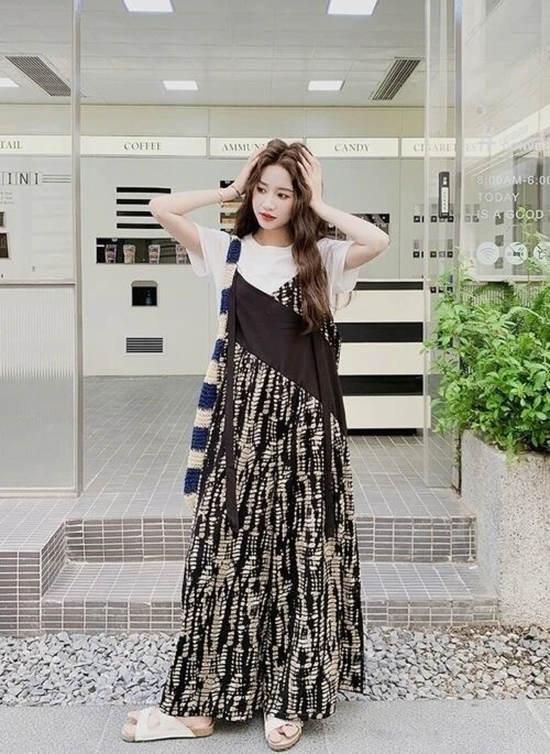 Stylish Patchwork Pattern Wide Leg Overalls