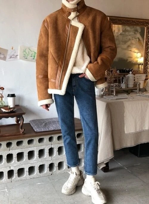 Suede Fleece Lined Winter Jacket
