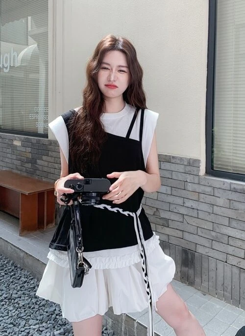 Summer Casual Chic Irregular Top And Shorts Set