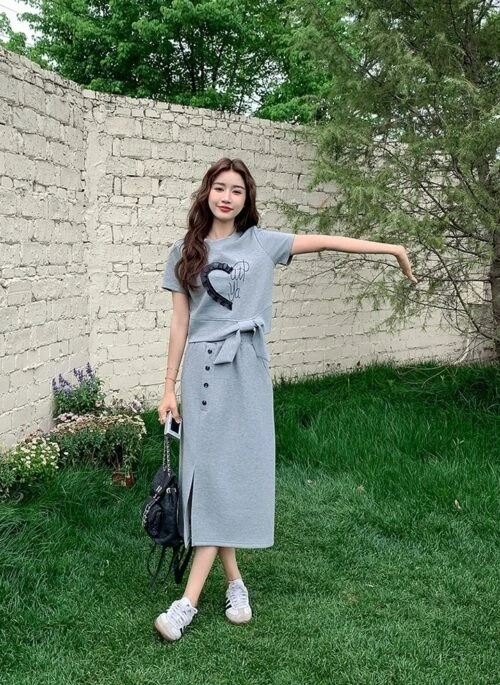 Summer Casual Fashion Short Sleeve Skirt Set