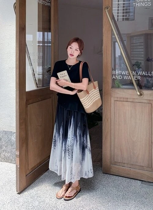 Tie Dye Irregular Hem Skirt And Top Set