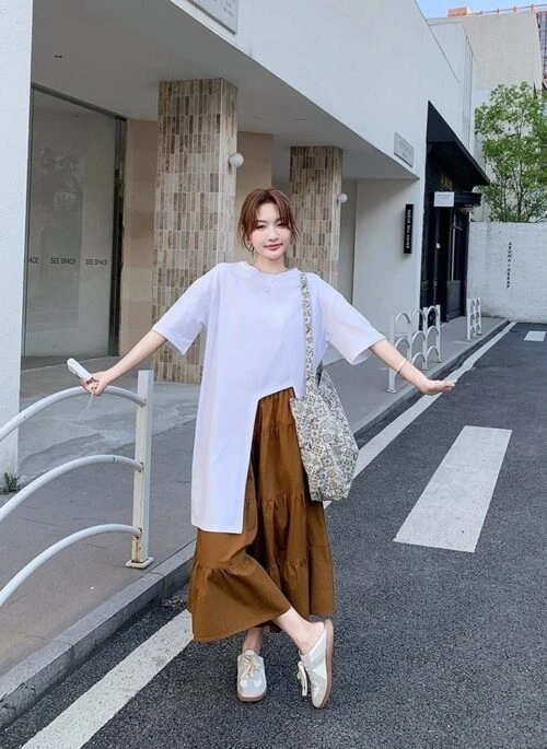 Trendy Irregular Top And Skirt Set