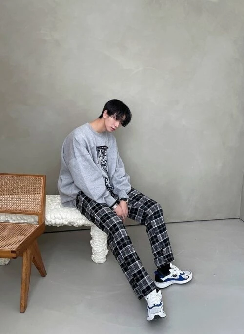 Vintage Plaid Casual Jogger Pants