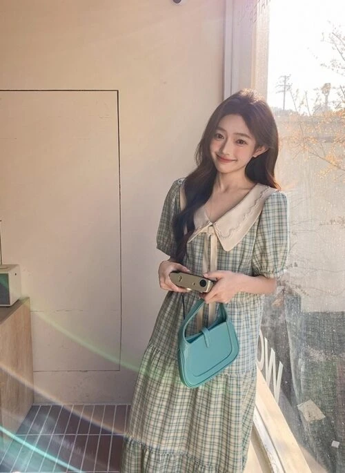 Vintage Plaid Doll Collar Dress Summer Collection