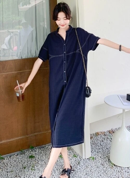 Vintage Relaxed Fit Shirt Dress Summer Style