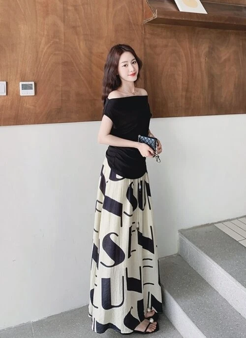 Vintage Style Floral Print Top And Skirt Set