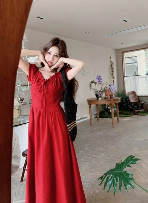 Vintage Sweet High Waist Flowy Summer Dress
