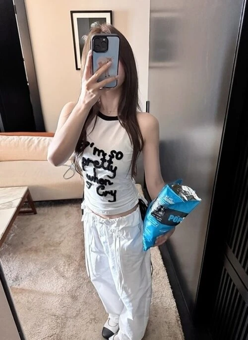 White “I’m So Pretty When I Cry” Tank Top | Jennie – BlackPink