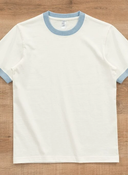 White And Blue Contrast-Trim T-Shirt | Sunghoon - Enhypen