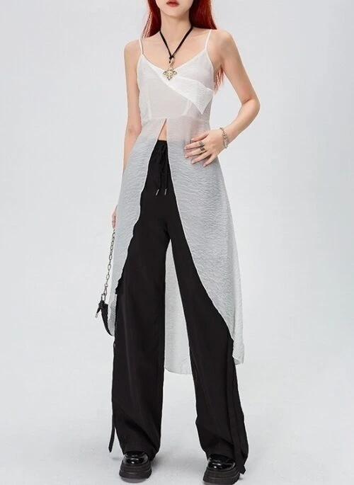 White Mesh Overlay Long Top | Karina – Aespa