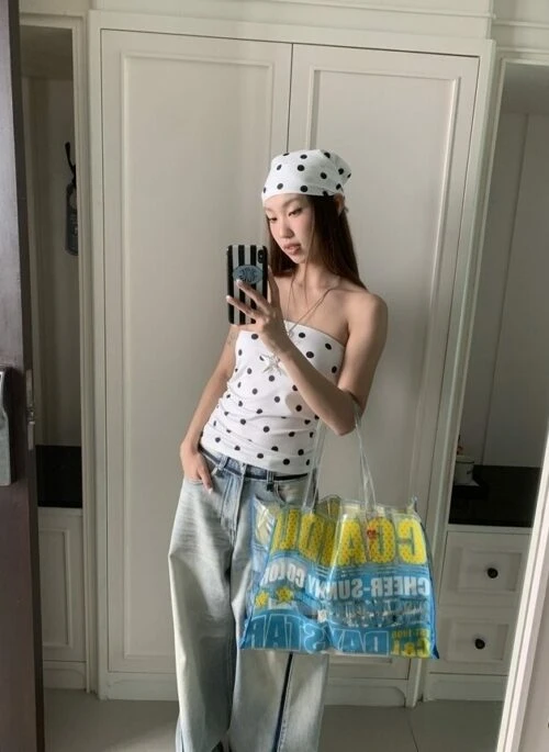 White Polka Dots Tube Top | Belle - Kiss Of Life