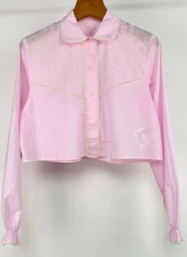 Pink Intricate Embroidered Crop Shirt | Somi