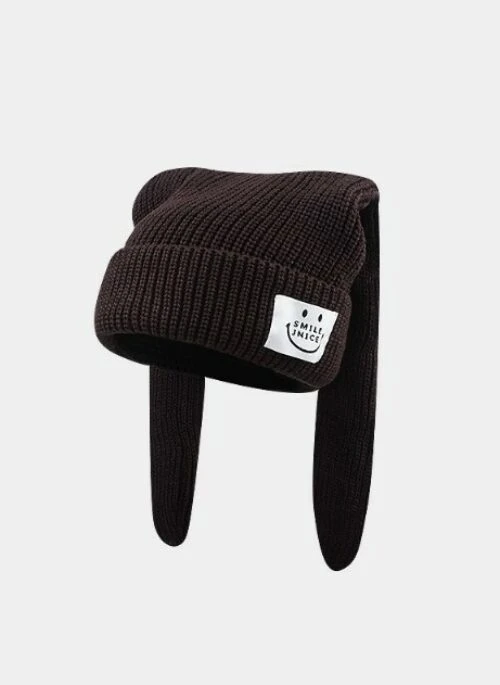Brown Knitted Bunny Ears Beanie | Jin – BTS