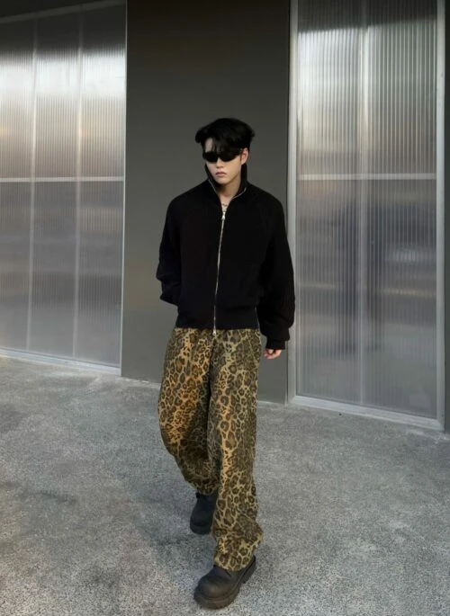 Brown Leopard Pattern Wide Leg Pants | Haechan – NCT