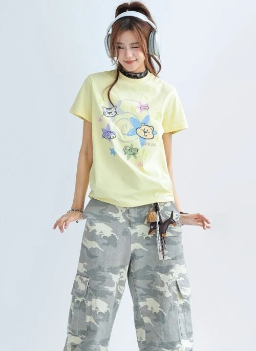 Cute Animal Print Short Sleeve Cool Touch Tee