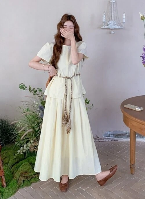 Elegant Summer Outfit Slim Fit Top And Skirt Set