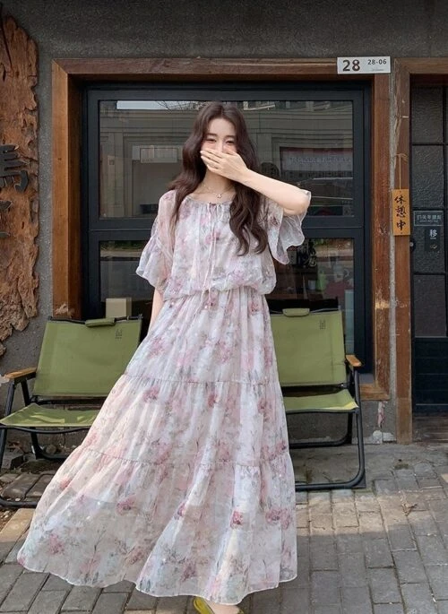 Floral French Style Casual Maxi Dress