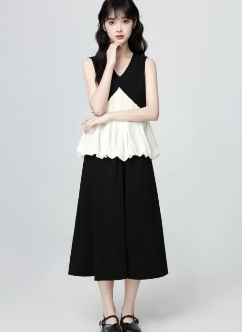 French Style Ruffled V Neck Sleeveless Top