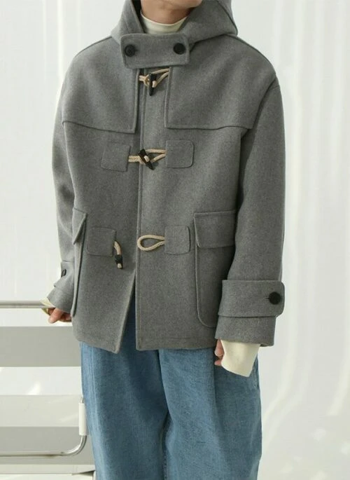 Grey Horn Button Winter Coat | Um Jae Il - Resident Playbook