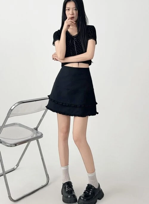 Ruffled Layered A Line Skirt Casual Summer Style