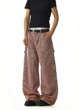 Rust Red Panel Loose Jeans | Hyunjin – Stray Kids