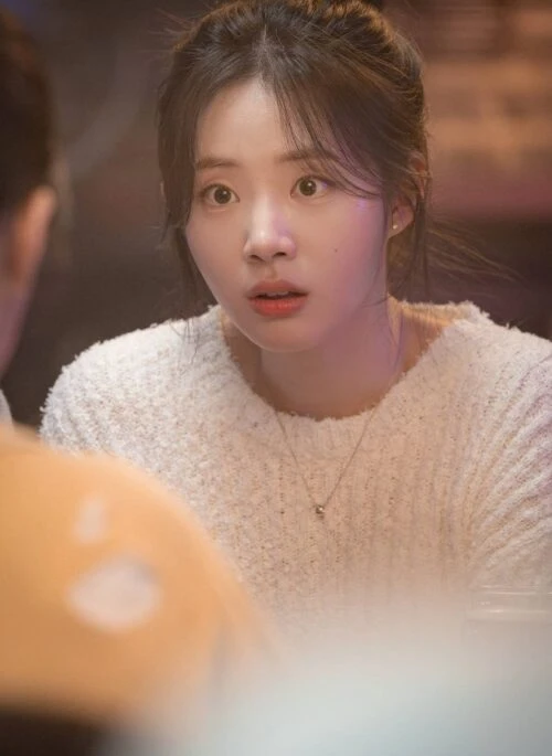 Beige Round Neck Winter Sweater | Pyo Nam Kyung - Resident Playbook