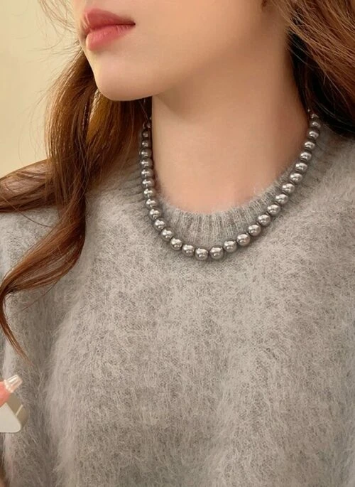 Silver Metallic Beads Chain Necklace | Haechan – NCT