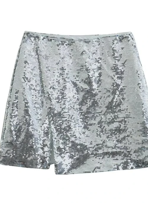 Silver Sequin Retro Mini Skirt | Sana – TWICE