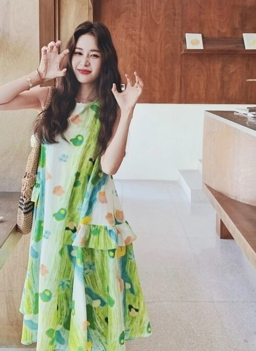 Vintage Floral Sleeveless A Line Maxi Dress